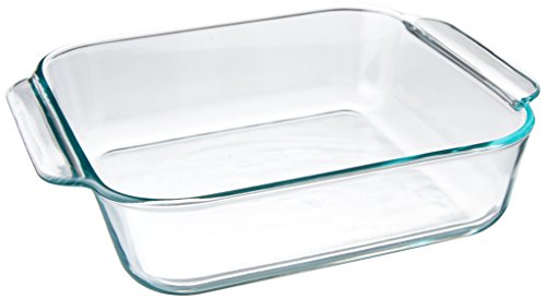 Pyrex 8-inch Square Baking Dish with Handles (2 Quart), Clear