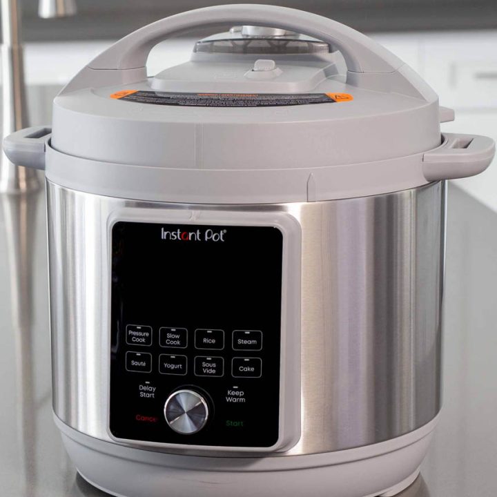 A close up of the Instant Pot Duo Plus Whisper Quiet.