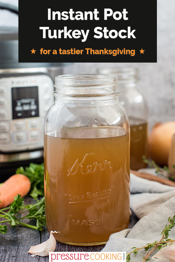 Instant Pot Turkey Stock will take your Thanksgiving dressings, stuffings, and gravy to the next level. It is a must-try, and SO EASY to make in your Instant Pot. #PressureCookingToday via @PressureCook2da